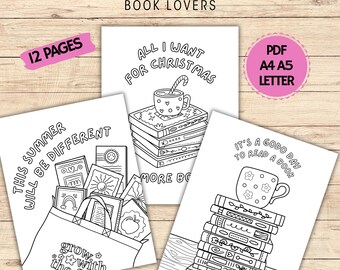 Book Lovers Coloring Pages: 12 Cozy Reading Sheets (Digital Download)