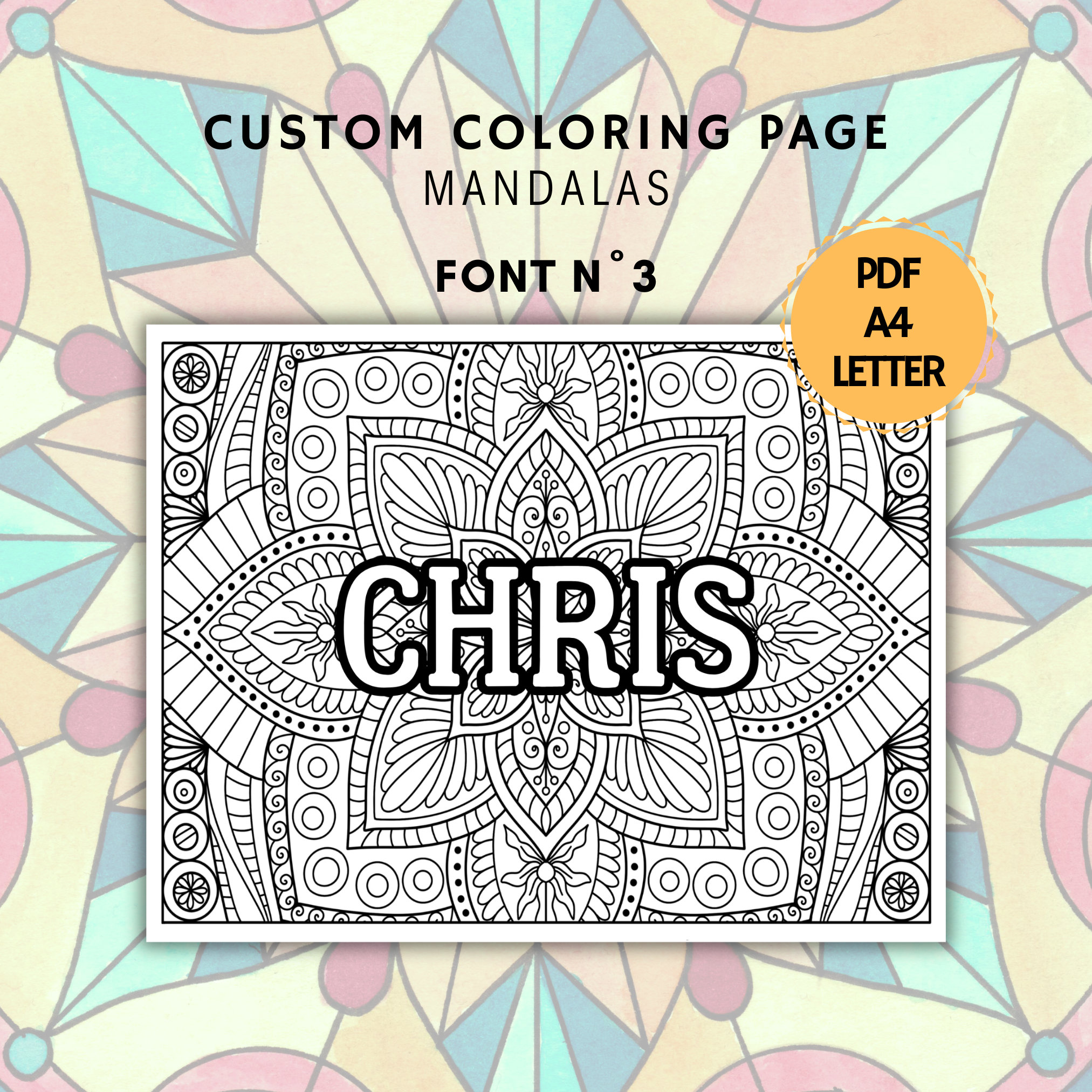 Custom Name Printable, Mandala Personalized Coloring Page, Custom ...