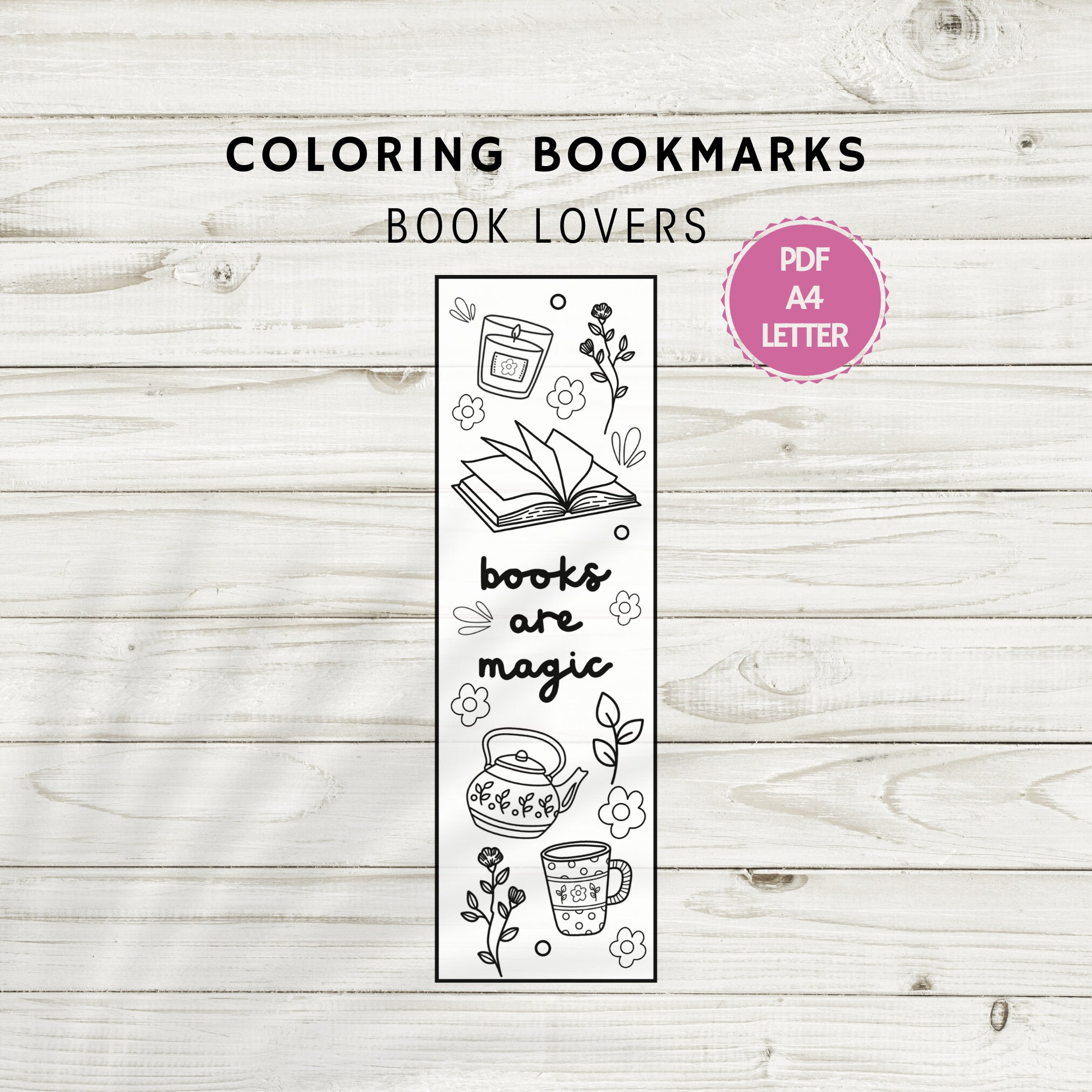 Coloring Bookmarks for Book Lovers Color Therapy Aesthetic Design