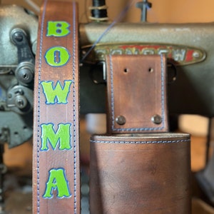 Custom Firefighter/ EMS Leather Radio Strap and Holster, With Sway Strap, Handcrafted from heavy-duty leather, Fully Customizable.