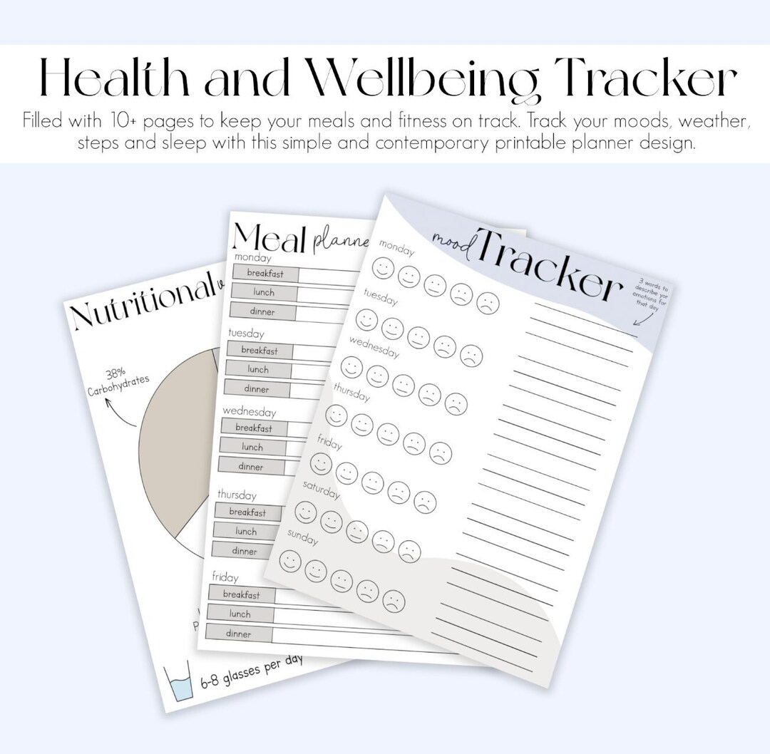 Health and Wellbeing Printable Planner Meal Planner and - Etsy