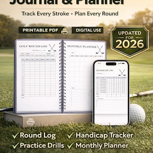 Golf Digital Planner (Undated) • GoodNotes PDF • Golf Round Log + Handicap Tracker • Monthly Weekly Templates • Practice Sheets • Printable