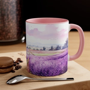 Lavender Fields Watercolor Mug Design, 11oz