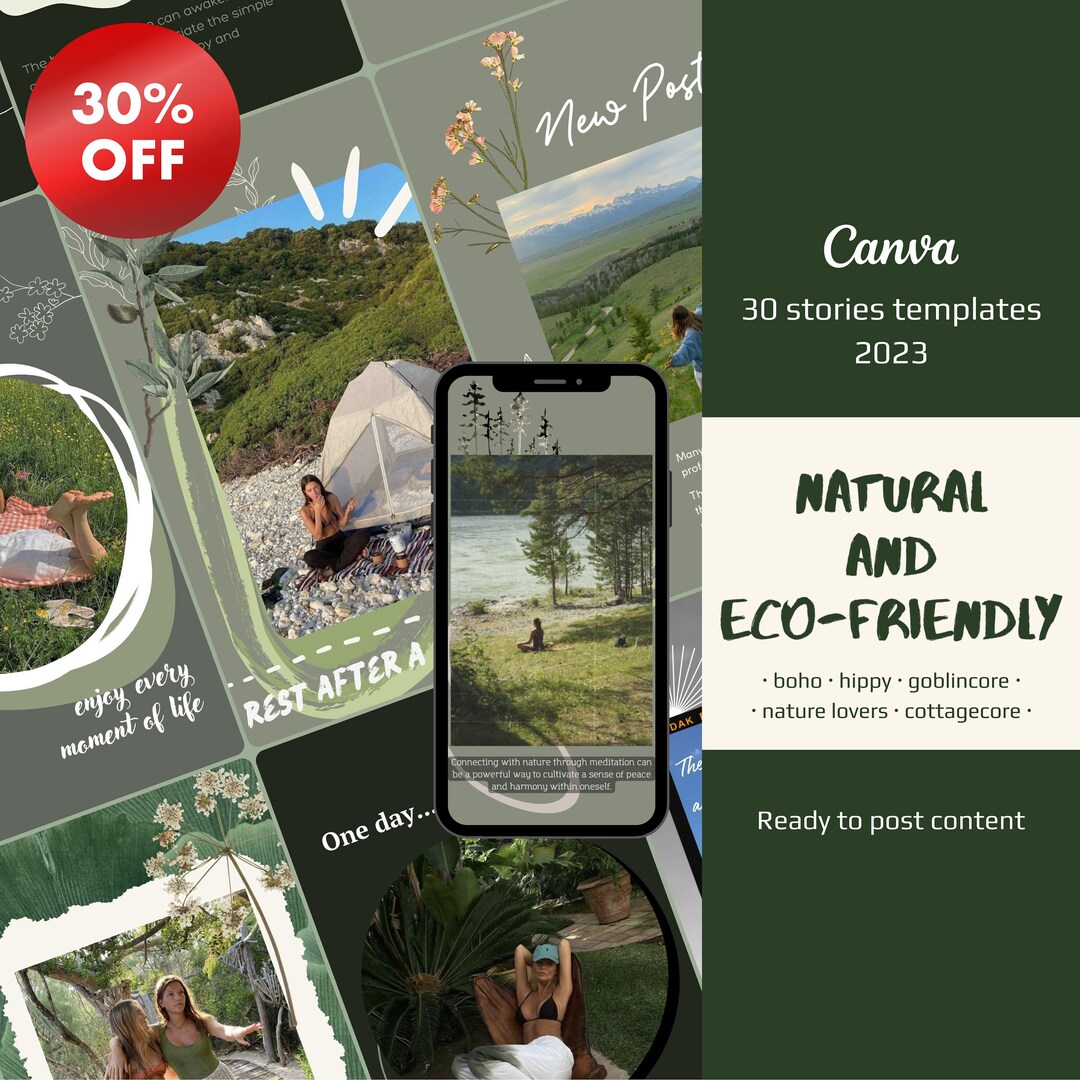 Natural and Green Instagram Templates 2023-2024 - Etsy