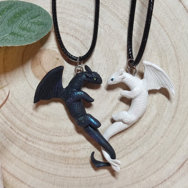 Dragon trainer couple necklace -Clay-