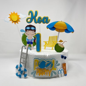 Pool Party Cake Topper - Pool Party Birthday - Pool Party Decoration