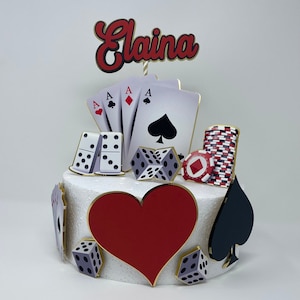 Poker Cake Topper- Casino Birthday - Playing cards Party