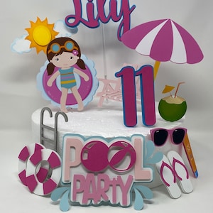 Pool Party Cake Topper - Pool Party Birthday - Pool Party Decoration - Pool Party Girl
