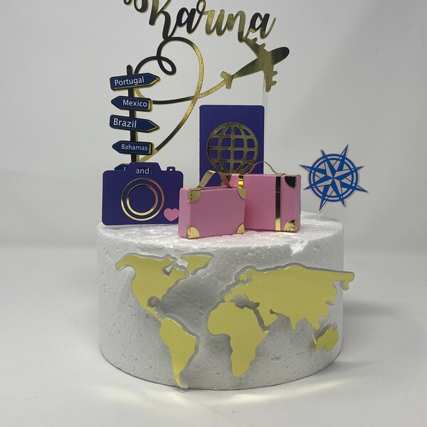 Travel Cake Topper Etsy