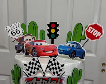 Lightning Mcqueen Cake Topper: Cars Theme Party Decor
