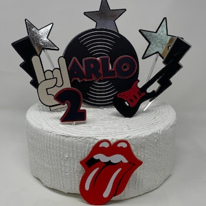 Rock N Roll Birthday Cake Topper - Personalized Cake Topper with Name - Rock N Roll Party