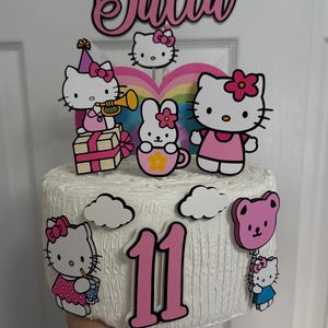 Topo de bolo de gatinho - Aniversariante de gatinho - Festa de aniversário de gatinho rosa
