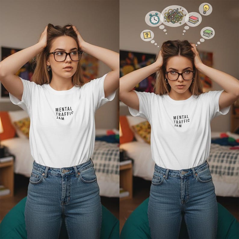 Mental Traffic Jam T-Shirt | ADHD Brain Fog Humor Psychology Meme Tee image 1