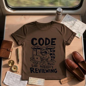 Funny Coding Shirt, Programmer Gift, Code Like Nobody's Reviewing, Developer Tee, Raccoon Graphic, Software Engineer, Unisex Computer Shirt image 9