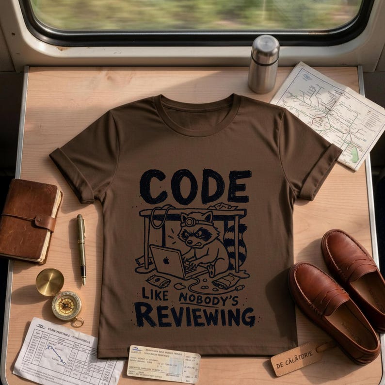 Funny Coding Shirt, Programmer Gift, Code Like Nobody's Reviewing, Developer Tee, Raccoon Graphic, Software Engineer, Unisex Computer Shirt image 9