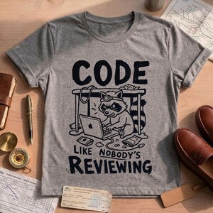 Funny Coding Shirt, Programmer Gift, Code Like Nobody's Reviewing, Developer Tee, Raccoon Graphic, Software Engineer, Unisex Computer Shirt image 10