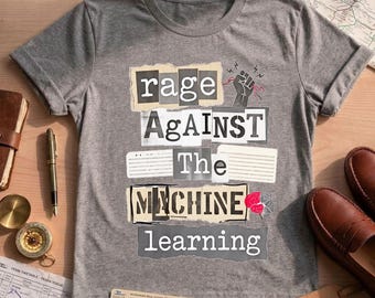 Rage Against Machine Learning T-shirt, Anti AI rolig teknikt-shirt, programmerare-gåva, datavetenskapströja, komfortfärger unisex grafik