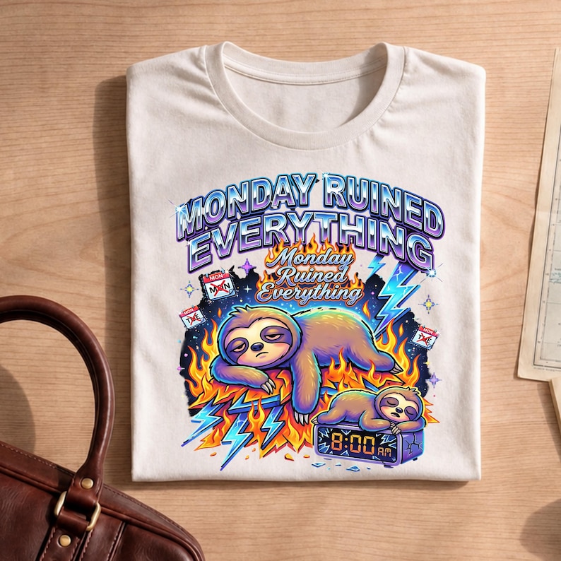 Monday Ruined Everything Sloth T-shirt, Funny Anti Monday Tee, Tired ...