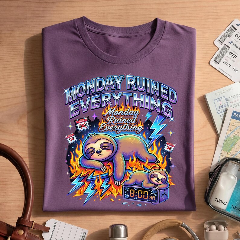 Monday Ruined Everything Sloth T-shirt, Funny Anti Monday Tee, Tired ...