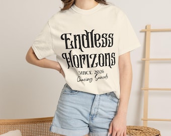 Endless Horizons Chasing Sunsets Graphic Tee, Gen Z Humor Statement Shirt