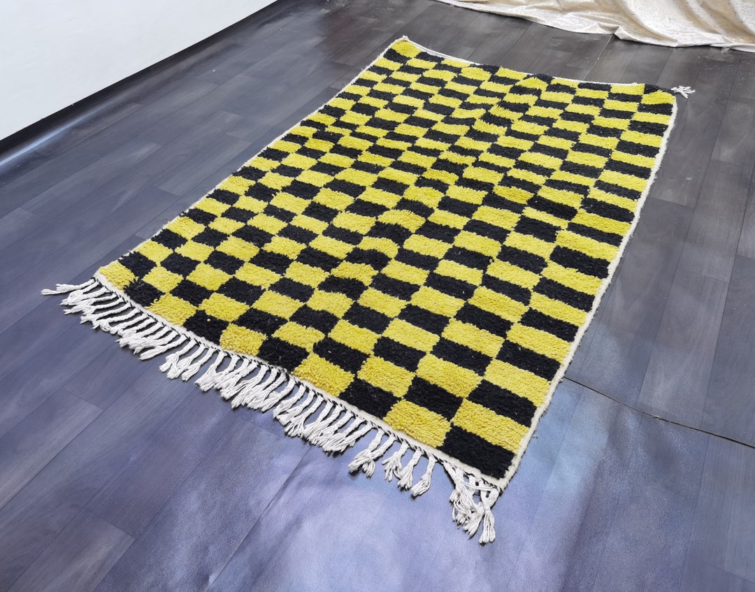 Checkered Rug Living Room, Custom Rug Moroccan, Berber Checker Rug