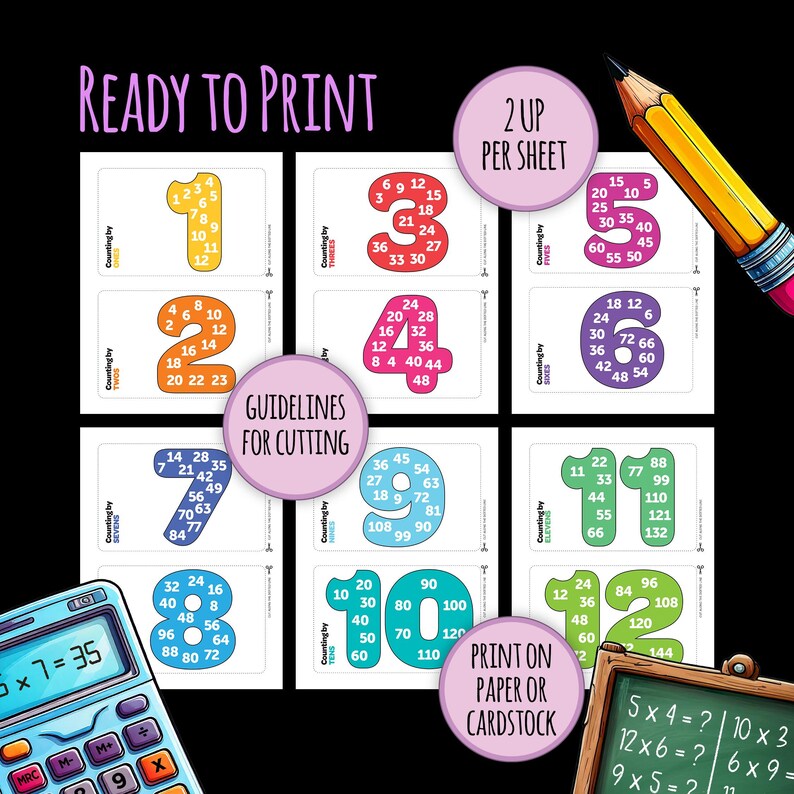 Skip Counting Printable Cards | Multiplication Practice | Counting by 2 ...