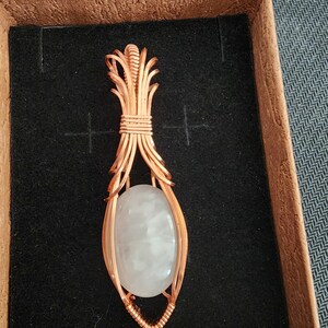 Wire Wrapped Pale Rose Quartz Pendant- Gatsby