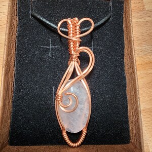 Wire Wrapped Pale Rose Quartz Pendant