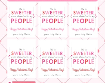 DIY Printable Valentine Day Tags, Valentine Gift Tags, Classroom Valentine Tags, Kids Valentine Tags, Instant Download Gift Tags