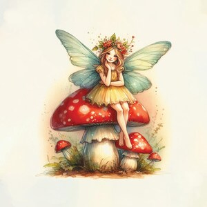 Watercolor Fairy Print: Enchanted Mushroom, Whimsical Home Decor (A3)