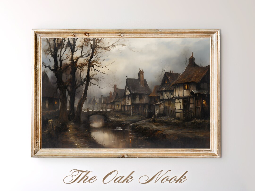 Printable Vintage Wall Art of a Medieval Village Rustic - Etsy