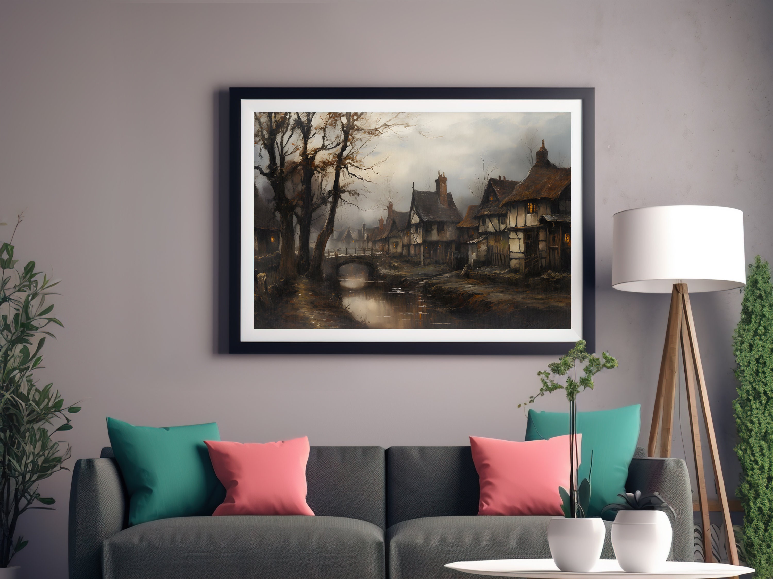 Printable Vintage Wall Art of a Medieval Village Rustic - Etsy