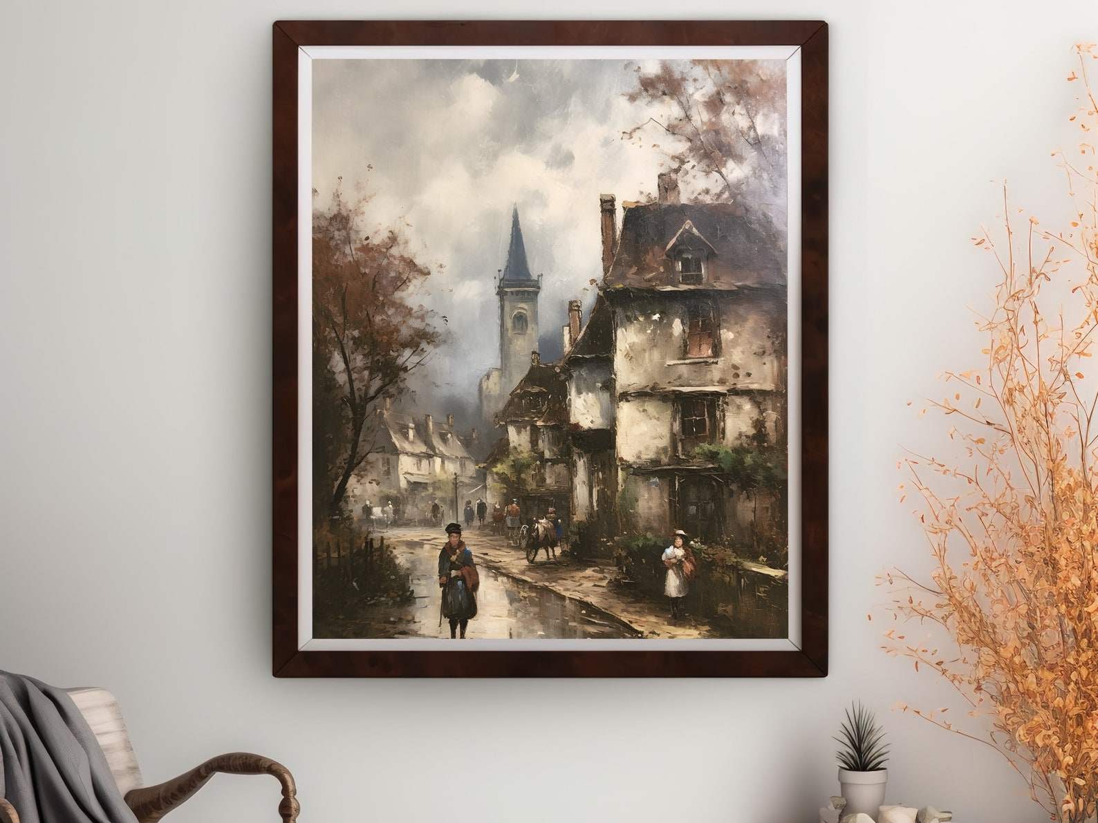 Printable Vintage Wall Art of a Medieval Village Rustic - Etsy
