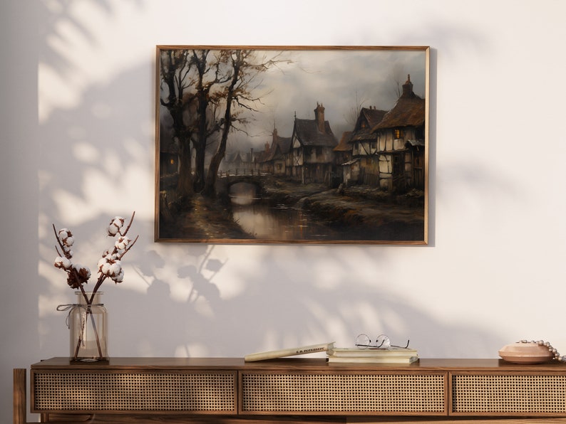 Printable Vintage Wall Art of a Medieval Village Rustic - Etsy