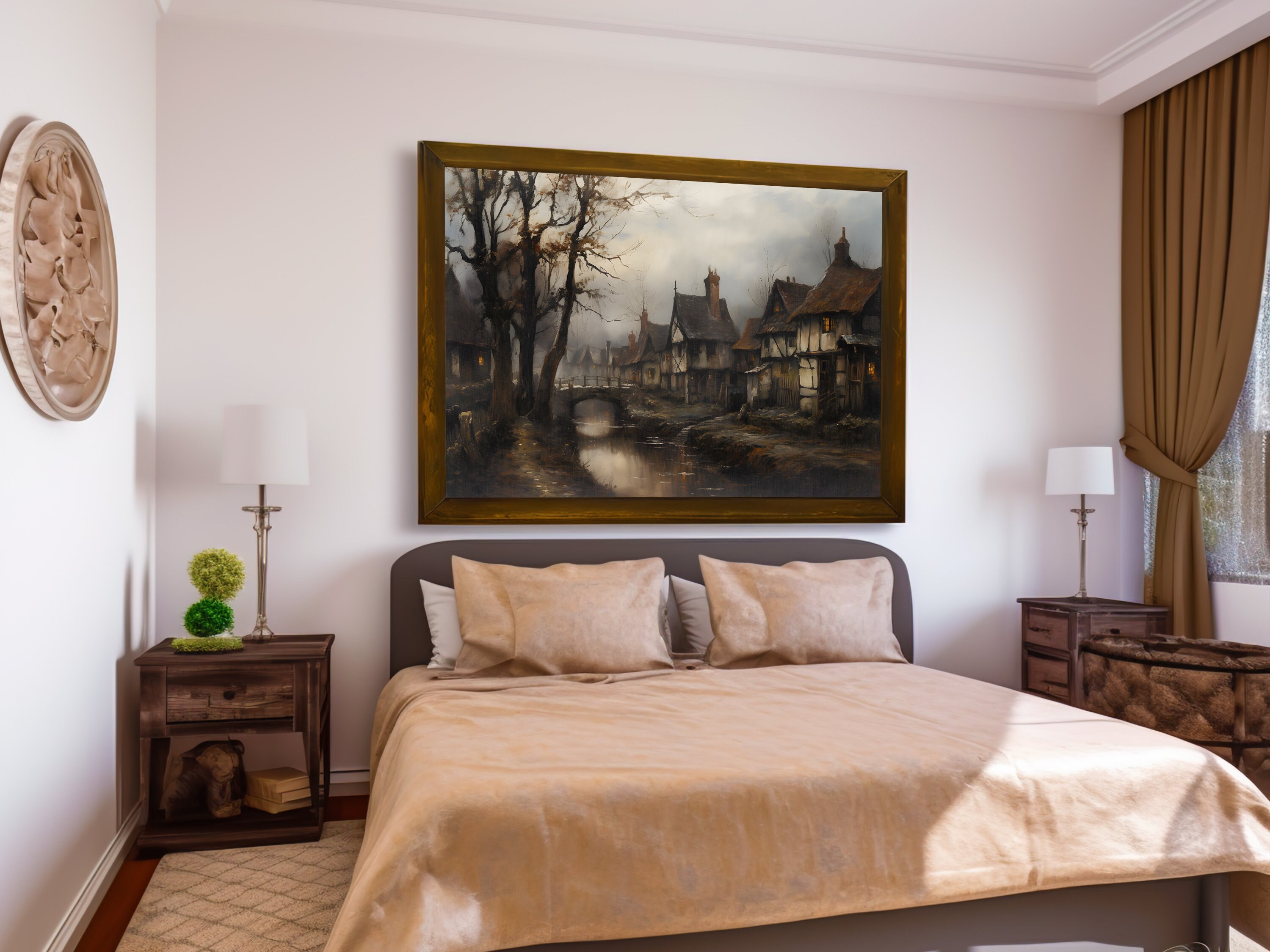 Printable Vintage Wall Art of a Medieval Village Rustic - Etsy