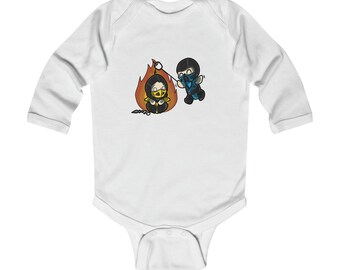 Sub Zero and Scopion from Mortal Kombat Long Sleeve Babysuit