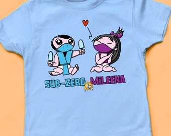 Mortal Babies - Adorable Infant Sub-Zero and Mileena T-Shirt - Fun with Icicle | Kids Mortal Kombat Apparel