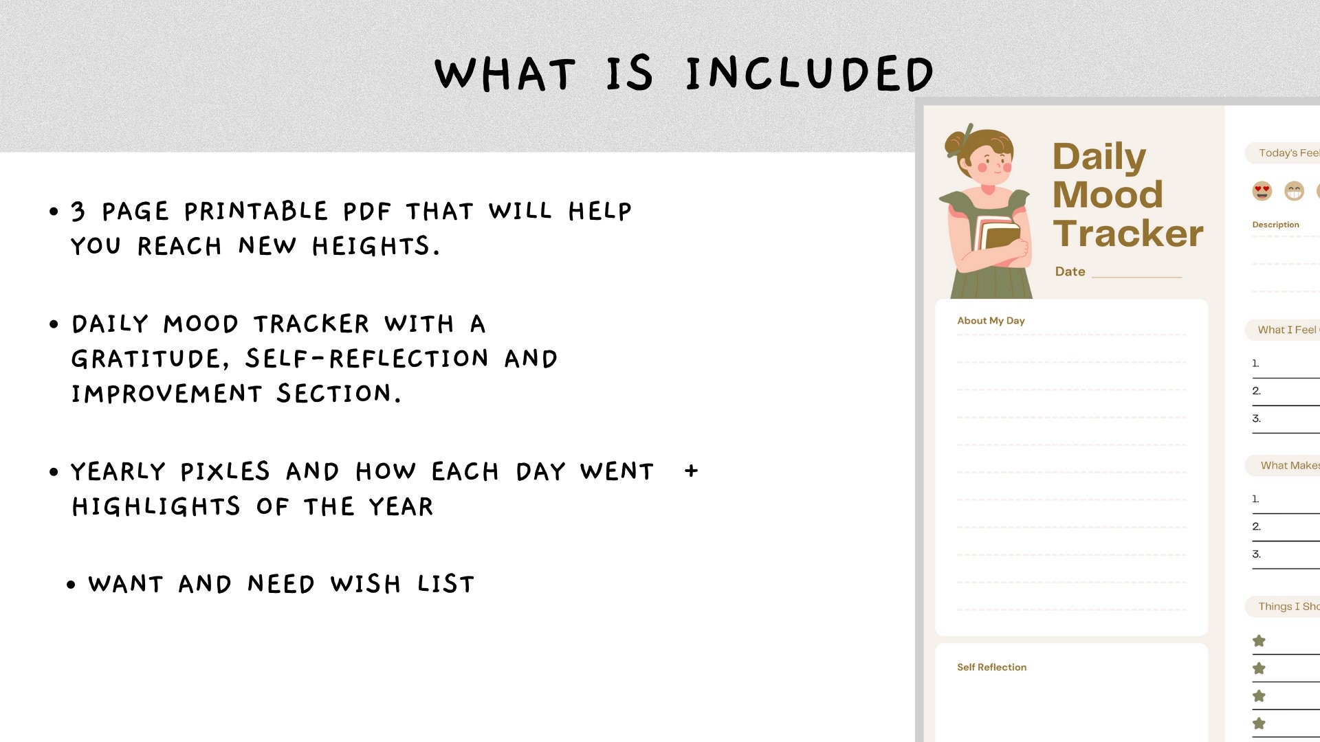 Daily Gratitude Journal Printable Daily Gratitude Self Reflection ...