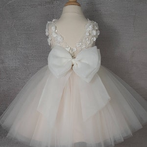 Tulle flower girl dress, Baby dress, Lace 3d dress, Birthday dress, Communion dress, Wedding. image 1