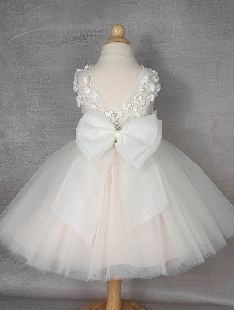 Tulle flower girl dress, Baby dress, Lace 3d dress, Birthday dress, Communion dress, Wedding. image 9