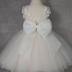 Tulle flower girl dress, Baby dress, Lace 3d dress, Birthday dress, Communion dress, Wedding. image 2