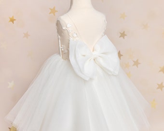 Robe de demoiselle d'honneur, robe de bébé avec dentelle, robe en tulle, robe d'anniversaire, robe de mariée.