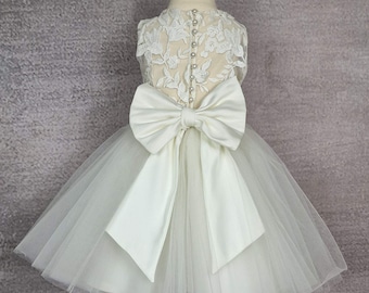 Flower girl dress. Lace with sequins girl dress,  Baby girl dess, Wedding dress.