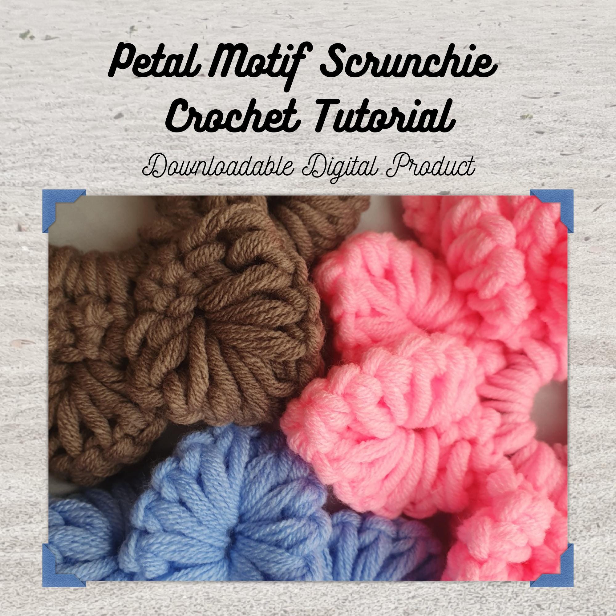 20 Crochet Scrunchies with Cherries, Ruffles, Shells, and Stars 15 Petal Motif Scrunchies Crochet Tutorial