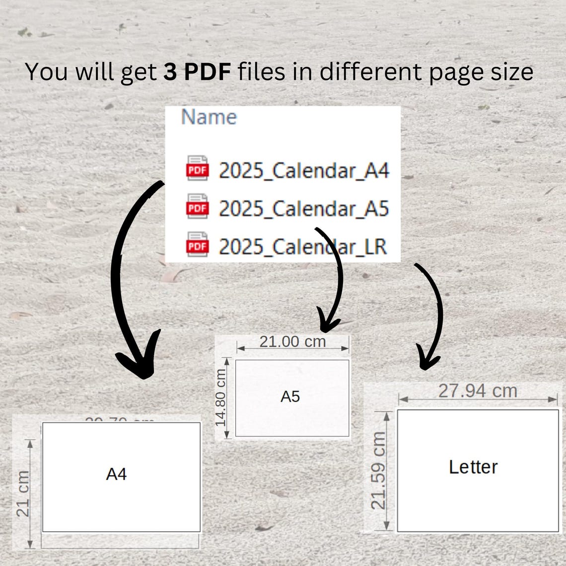 Printable 2025 Calendar, Landscape, A4, A5 and Letter Size, PDF - Etsy