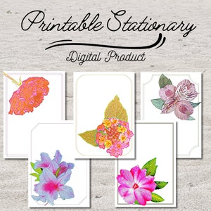 Printable Stationary, Flower Design, Lined and Blank, A4, A5 and Letter Size, PDF