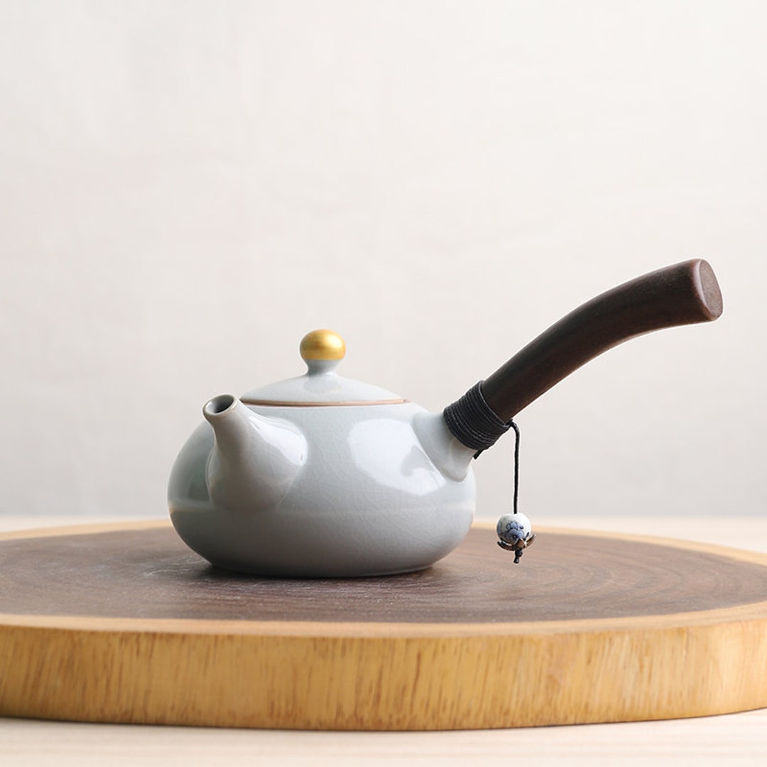 Ceramic Kyusu Teapot With Wood Handle 200ml Etsy