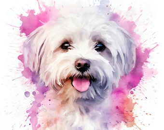 Gorgeous Maltese Terrier watercolour painting, wall art | A high-quality poster print, the paw-fect gift for dog lovers