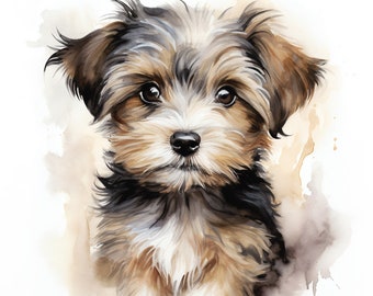 Adorable Morkie puppy watercolour painting, wall art | A high-quality poster print, the paw-fect gift for Dog Lovers