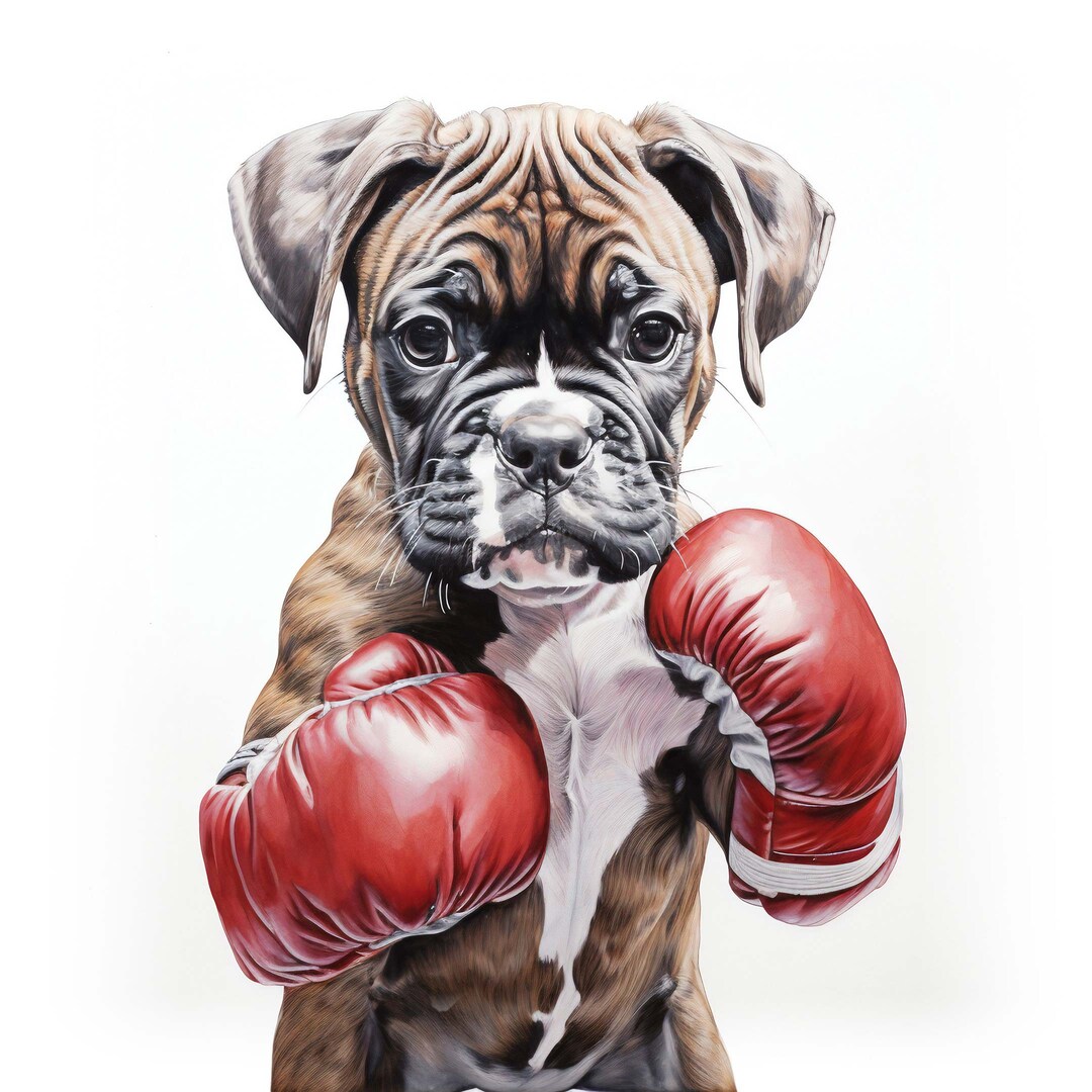 A Boxer Dog Boxing Portrait Sketch of a Boxer Dog Wearing Boxing Gloves A Fun High quality Wall Art Digital Download Etsy